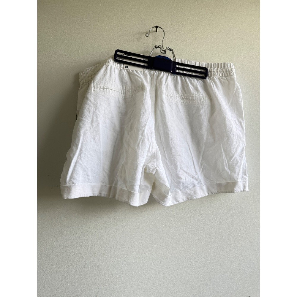 Old Navy Womens White Linen Blend Pull On Shorts XL High Rise Cuffed 852638-06-1